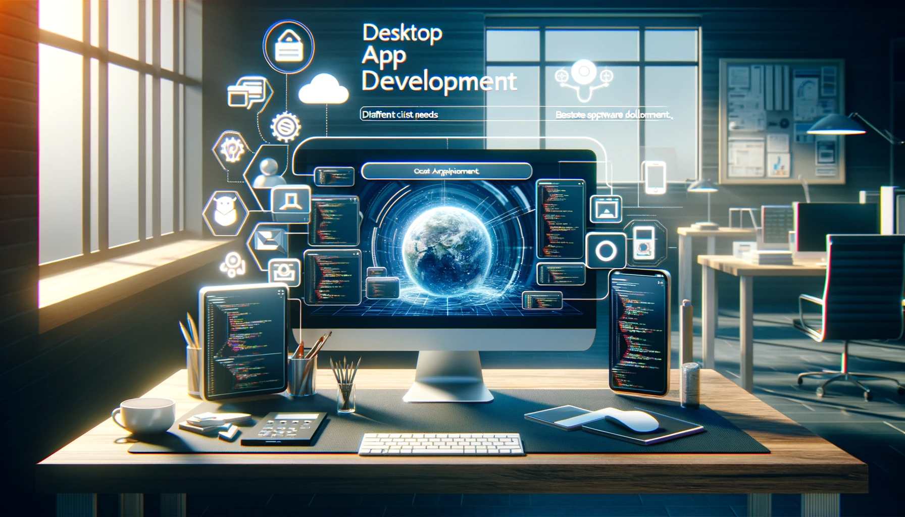 Image showing a computer with advanced software being developed and VR and AR components